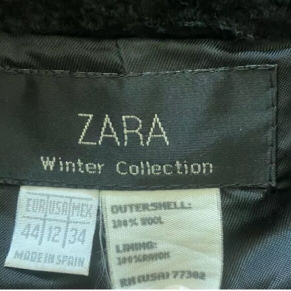 zara collection 100% wool coat with fur cuffs size 12 - Picture 6 of 8